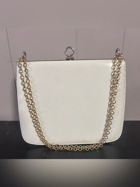 Vintage White Leather Frame Evening Bag – Signed Nicholas Reich (see photo